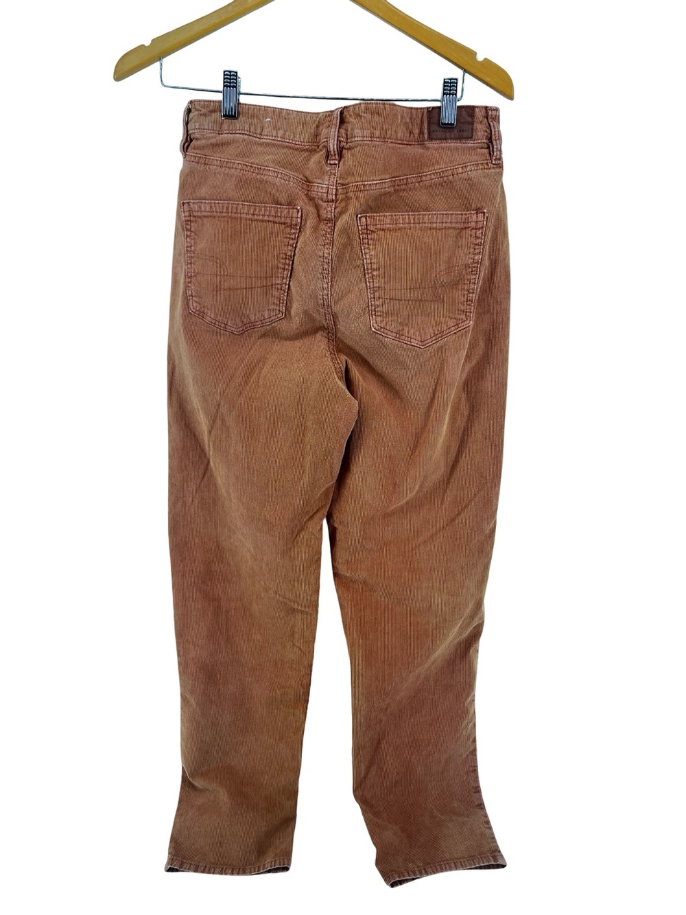 American Eagle Mom Straight Corduroy Pants 10 Long Brown Stretch High Rise - Picture 3 of 11